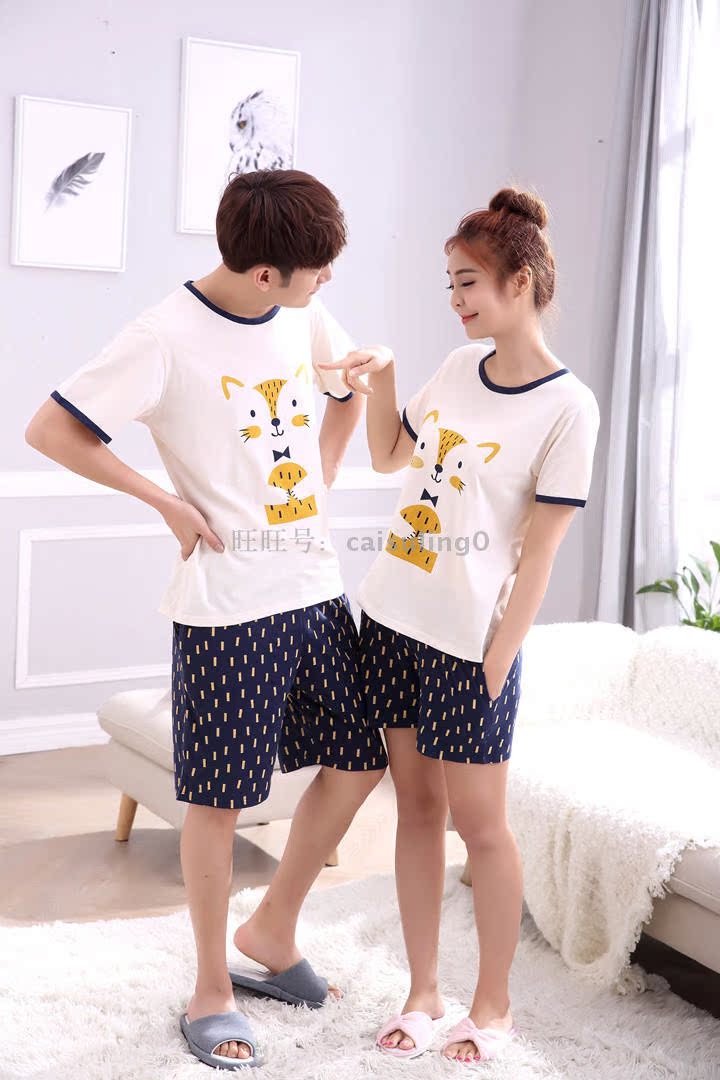 Mùa hè mới cha mẹ trẻ con cotton đồ ngủ ngắn tay hoạt hình nam nữ dễ thương bộ đồ ngủ nhân vật hoạt hình