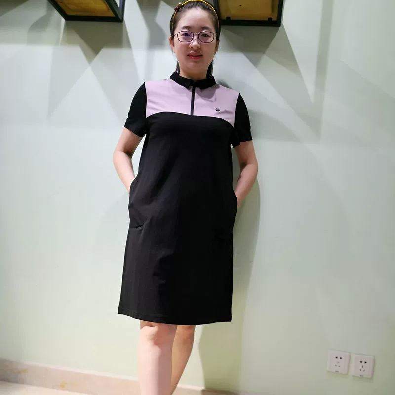 Yun YUN2021 mùa hè mới của phụ nữ quần áo màu cổ áo váy cotton dệt kim ngắn tay, váy mỏng của phụ nữ POLO 1566 - Sản phẩm HOT