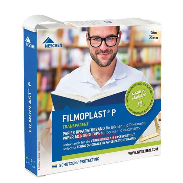German Filmoplast P Acid-Free Transparent Book, Document, and Paper Tear-Free Adhesive Repair Tape