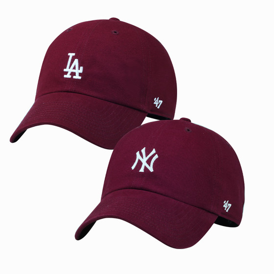 47brand soft top small label ny hat la baseball cap spring and summer wine red female peaked cap male tide sunscreen hat