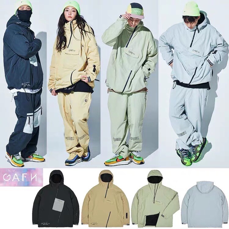 Korean Hip Hop Sleeve Head Lovers Ski Suit Men And Women's Single Board Double Board White Waterproof Windproof Plus Cotton Warm