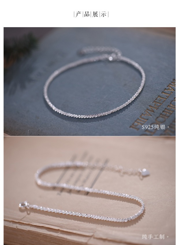 Trang sức bạc sterling thiết kế ban đầu đầy sao bầu trời vòng tay văn học nhỏ tươi sáng sang trọng món quà sáng bóng lắc chân