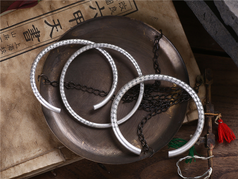 Sterling Bạc Trang Sức Handmade Heavenly Có Nhu Cầu Tim Sutra Vòng Đeo Tay Mở Matte S990 Quà Tặng Thánh Đóng Cửa