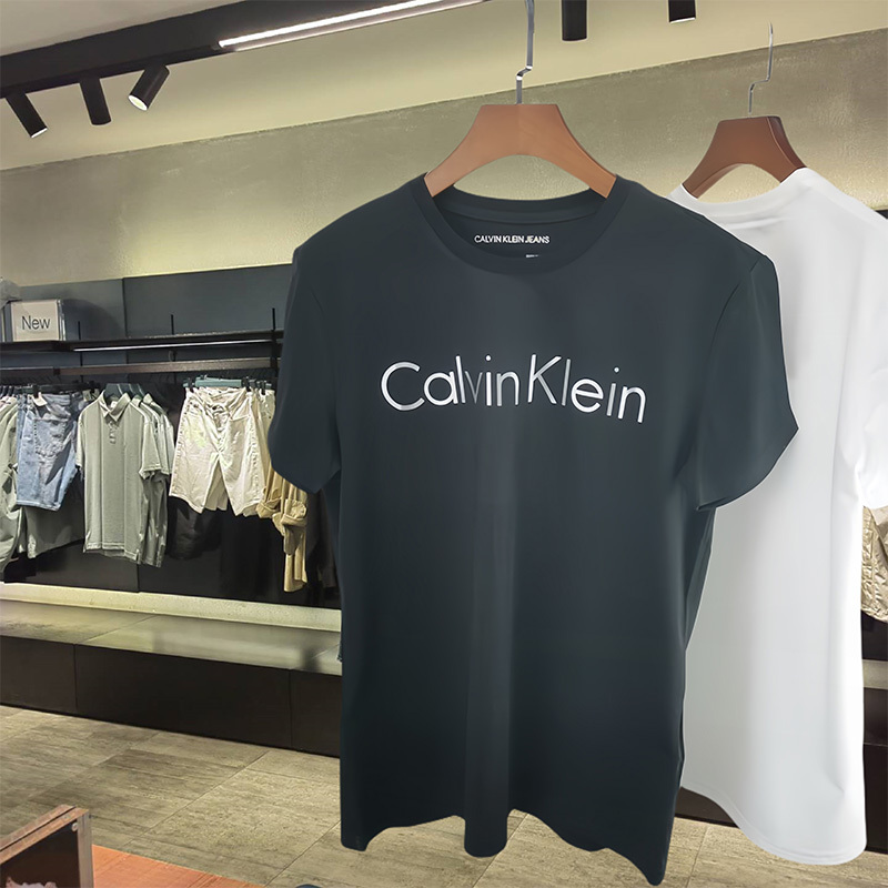 Ck Short-Sleeved T-Shirt Men's Top Base Shirt Summer New Casual Round Neck Printed Logo Youth Ck T-Shirt Half-Sleeve