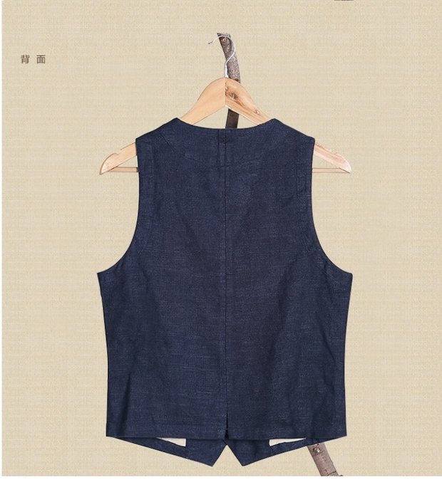 Mùa hè cotton và lanh vest nam mỏng mỏng kinh doanh vest bình thường Anh gió lanh văn học vest - Áo vest cotton ao ghi le