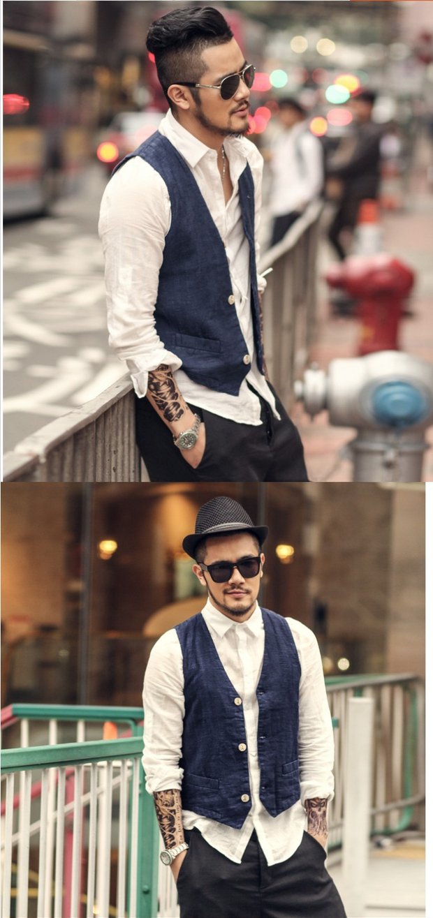 Mùa hè cotton và lanh vest nam mỏng mỏng kinh doanh vest bình thường Anh gió lanh văn học vest - Áo vest cotton ao ghi le