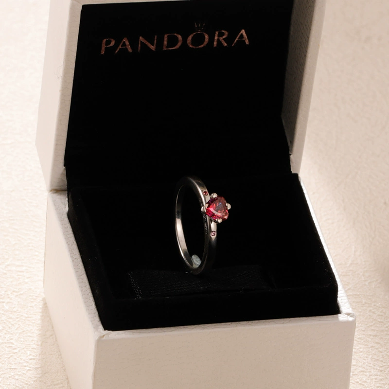 Pandora Pandora Bạn và chiếc nhẫn trái tim màu đỏ của tôi nữ 925 sterling bạc ngón tay nhẫn xếp chồng lên nhau 196574CZRMX