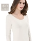Lin Laosan quần áo ấm của phụ nữ cơ sở cotton đơn áo sơ mi cổ tròn áo len cotton bó sát phần mỏng màu mùa thu áo giữ nhiệt nữ cổ 3cm	