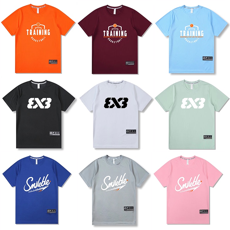 Short-Sleeved Basketball Jersey, Round Neck, Quick-Drying Top, Sports T-Shirt, Printed, Loose, Breathable, Unisex, American-Style Training Basketball Uniform