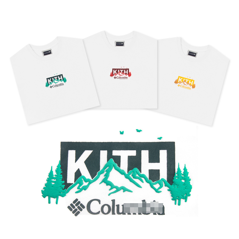 Kith Limited Edition Box Mountain Print Short-Sleeve T-Shirt for Men, New Summer American Style Couple T-Shirt, Pure Cotton Base Shirt