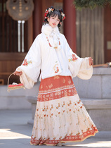Ming-made Hanfu womens original Chinese style winter plus velvet thickening New Years ancient style horse-face skirt New Years greetings New Years clothing full set