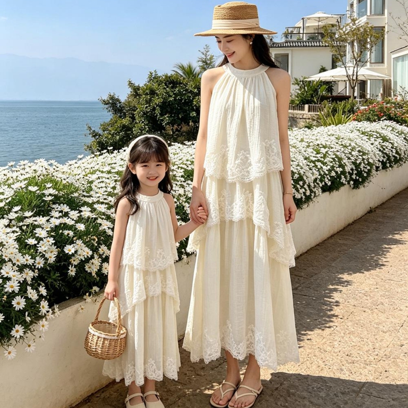 Bohemian Family Matching Outfits Mother-Daughter Dresses 2026 Summer New Style Seaside Vacation Halter Neck Sleeveless Tiered Dress Bohemian Family Matching Outfits Mother-Daughter Dresses 2026 Summer New Style Seaside Vacation Halter Neck Sleeveless Tiered Dress