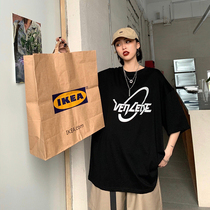 Why choose letter printing short-sleeved t-shirt womens 2020 summer new loose thin Hong Kong retro half-sleeved top