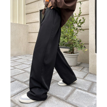 How to foam American High Street casual pants women 2022 Spring new loose 100 hitch a slim straight tube long pants tide