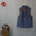 Vintage thêu văn học thêu mặc cotton dày vest vest quốc gia không tay cotton bông mùa đông nữ áo bomber nữ Áo vest