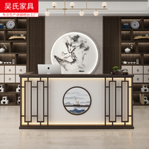 New Chinese style Retro solid wood cashier Foot bath Teahouse Health club Bed and breakfast Hotel classical style front desk reception desk