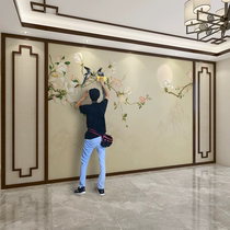 New Chinese style magnolia flower and bird wall cloth living room sofa TV background mural landscape painting wallpaper bedroom decoration wallpaper