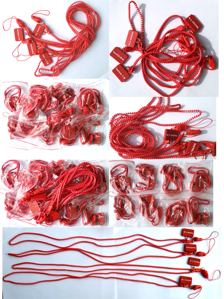 SanDisk zipper type mobile phone lanyard colorful lanyard black and white red blue and white work permit lanyard promotion