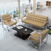 Sofa văn phòng đơn giản hiện đại ba người kinh doanh nội thất tiếp tân khu vực tiếp tân Sofa văn phòng kết hợp bàn cà phê - Nội thất văn phòng