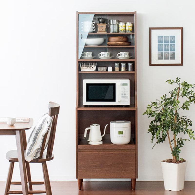 Nordic wood dining side cabinet 60 wide black walnut container kitchen microwave oven cabinet high cabinet oven cabinet