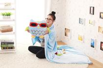Owl Flannel Pillow Quilt Summer Quilt Dormitory Air Conditioning Blanket Combo 1 5m Large Size