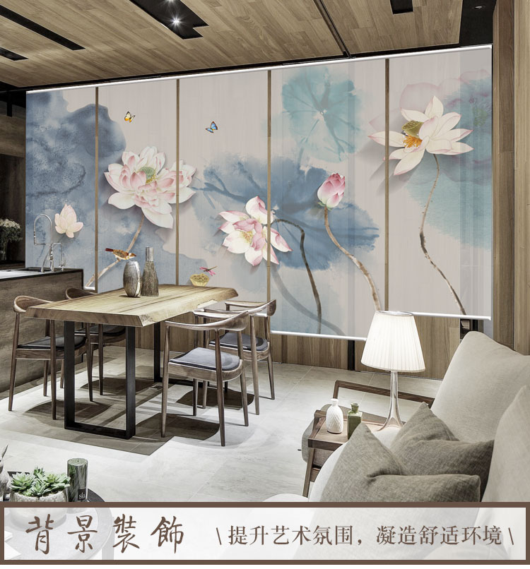 Mới Trung Quốc Rèm cuốn Nâng màn hình màn treo Treo phân vùng mềm Phòng trà Lối vào Art Deco Gạc - Phụ kiện rèm cửa thanh ray treo rèm cửa