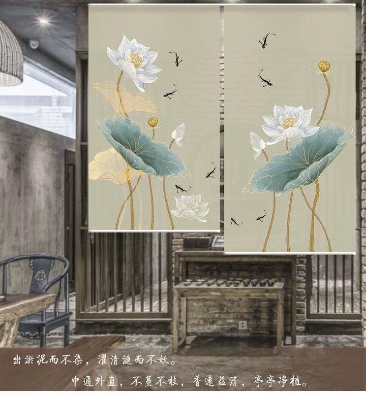 Mới Trung Quốc Rèm cuốn Nâng màn hình màn treo Treo phân vùng mềm Phòng trà Lối vào Art Deco Gạc - Phụ kiện rèm cửa