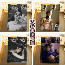 Customized photos of male idols handsome men with abs Deng Wei’s four-piece bed sheet and duvet cover girls’ single bedding and peripherals