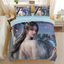 Customized animation fairy Li Muwan bed sheet and quilt cover four-piece set Chinese comic beauty bedding otaku student dormitory quilt