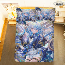 Anime original god Funina bed sheet and quilt cover four-piece set of water god Fukalos student otaku single dormitory bedding