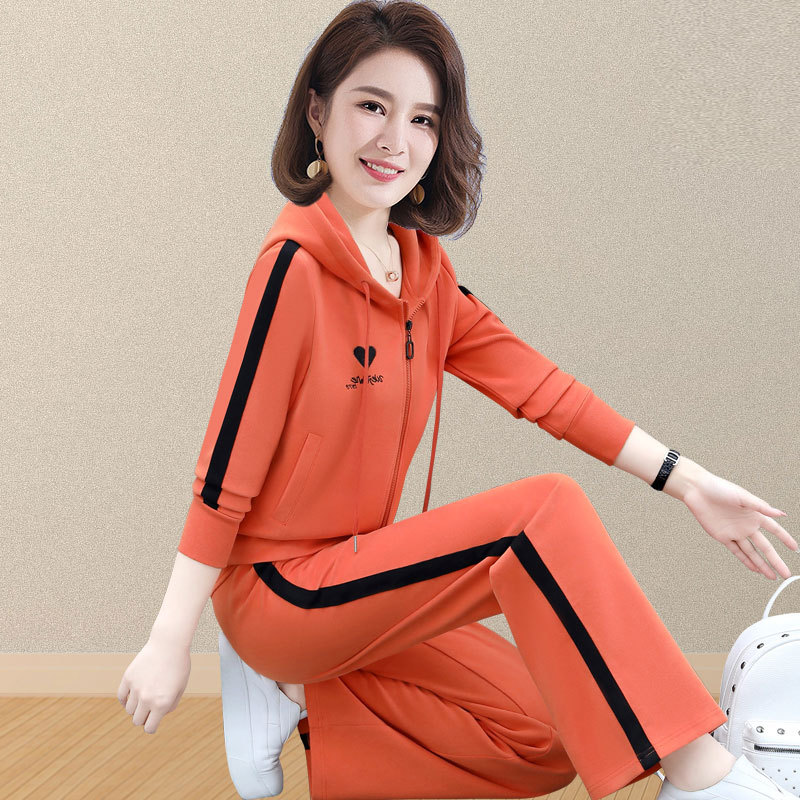 Middle-Aged Mother's Jacket, Spring and Autumn Middle-Aged and Elderly Sportswear Suit, Women's Spring Clothing, Stylish Top, Age-Reducing Two-Piece Set