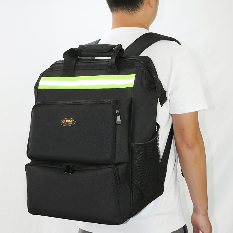 New Step to Strengthen Double Shoulder Toolkit Multi-function Thickening Men Black Backpack Electrician Network Maintenance After Sale Package