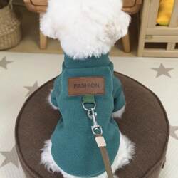 Pet Dog Clothes Autumn and Winter Outfit with Leash Ring Cute 2024 New Small Dog Teddy Bichon Pomeranian Fleece Coat