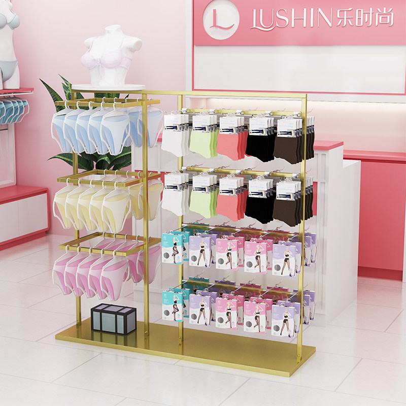 Boxed underwear Nakajima rack gold underwear display rack is hanging shelf men's shorts double-sided hanging floor bra rack