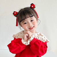 Красная заколка для волос, в цветочек, 1 пары