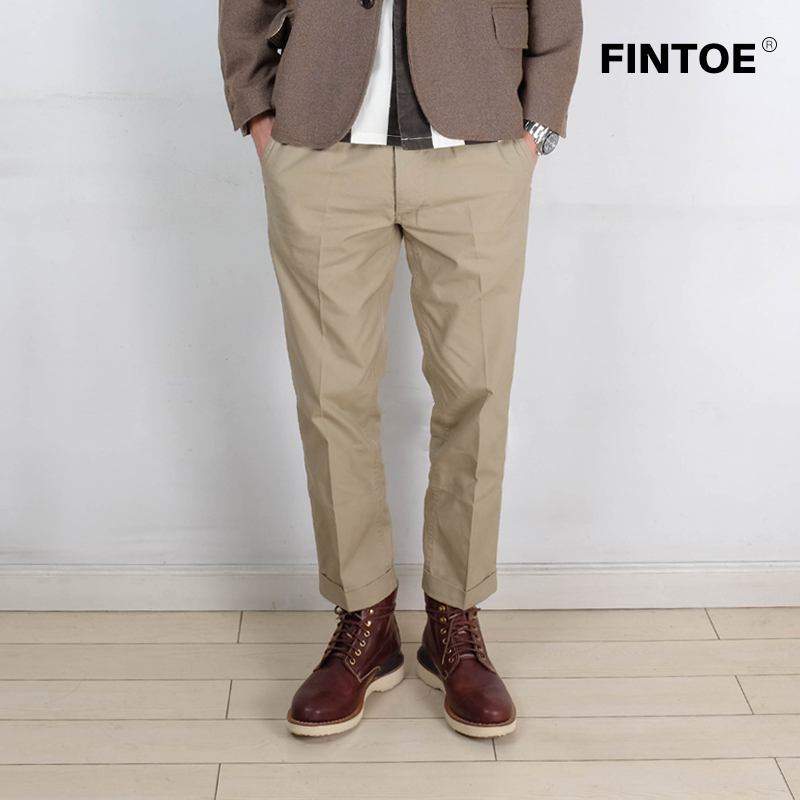 Fintoe American-Style Khaki Cropped Pants Trendy Casual Japanese Retro All-Cotton Versatile Pants Non-Visvim Fintoe American-Style Khaki Cropped Pants Trendy Casual Japanese Retro All-Cotton Versatile Pants Non-Visvim