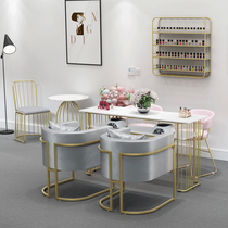 Nordic simple modern marble nail table and chair Single double net red shop nail table set special double layer