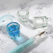 Poetry octagonal cup Glass crystal pen holder Pen wash cup Dip pen brush with color adjustment ink cup pen wash