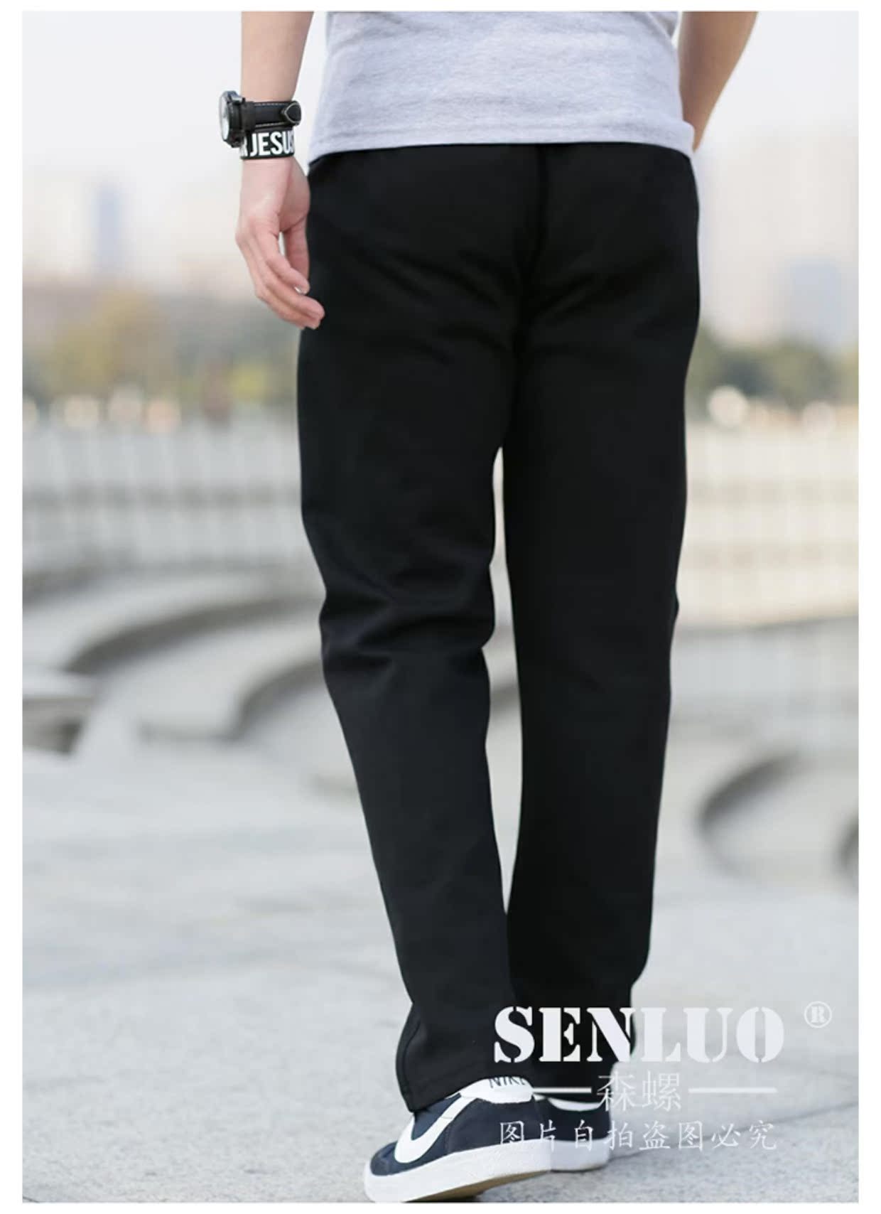 Chất liệu cotton dày cộng với nhung thể thao quần âu nam rộng quần cừu cashmere cộng với phân bón XL quần kaki
