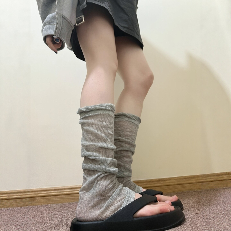 These Socks Are so Versatile That They'Ll Suit Anyone~ Custom-Dyed Gray, Slouchy and Relaxed Style, Thin, Breathable, Sun-Protective, Miu-Style Sock Covers*