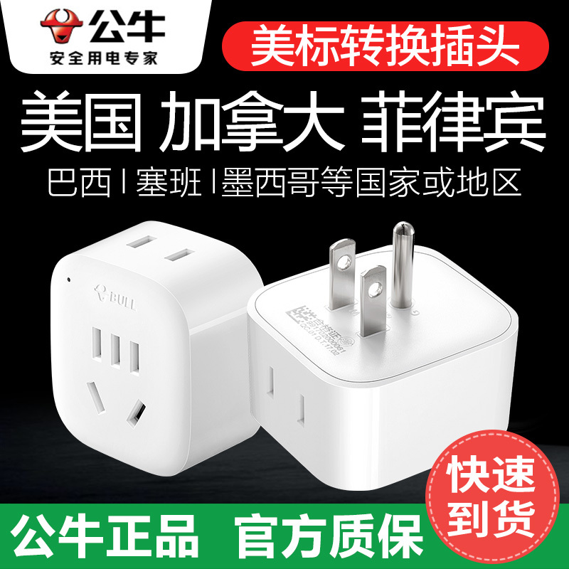 Bull American Standard Adapter Plug for Usa, China, Brazil, Canada, Philippines Power Charger, Saipan Converter