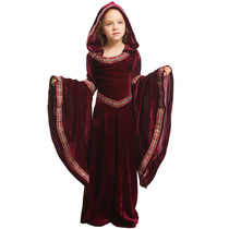 Halloween childrens costumes girls party performance costumes European medieval wine red vampire