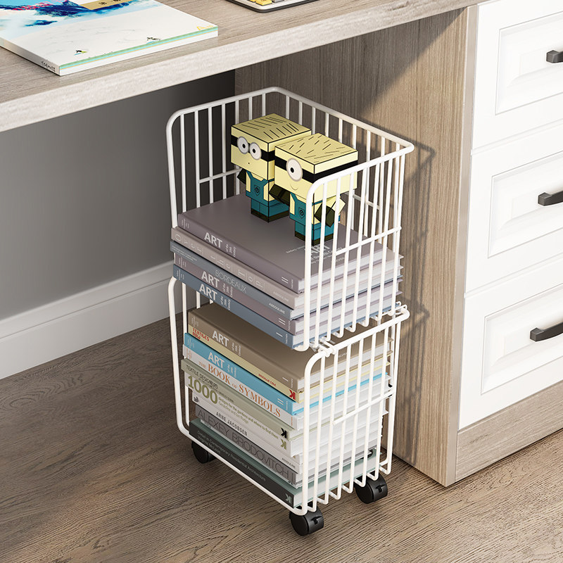 Desk side small book shelf table lower book shelf mobile bookshelf swivel with wheel bookcase on floor easy