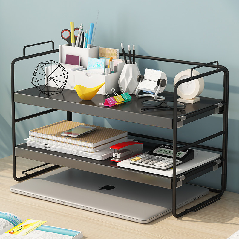 Simple bookshelf shelf office desk storage rack table multi-layer wrought iron dining table desk tidying small shelf