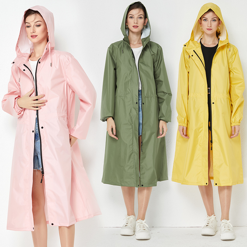 Raincoat Waterproof Mid-Length Adult Full-Body Windproof and Rainproof Fashionable Jacket Outdoor Hiking Unisex Windbreaker Rain Poncho Breathable
