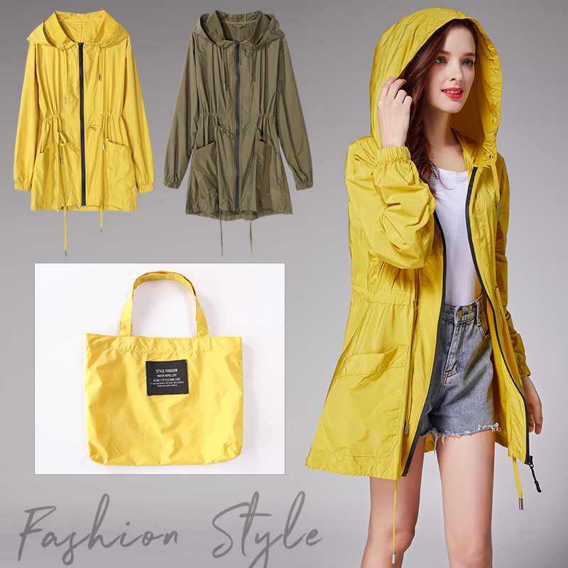 Fashionable Adult Women's Raincoat, Waist-Cinching Short Style, Trendy Waist-Tie Top, Lightweight and Portable Travel and Water Play Jacket