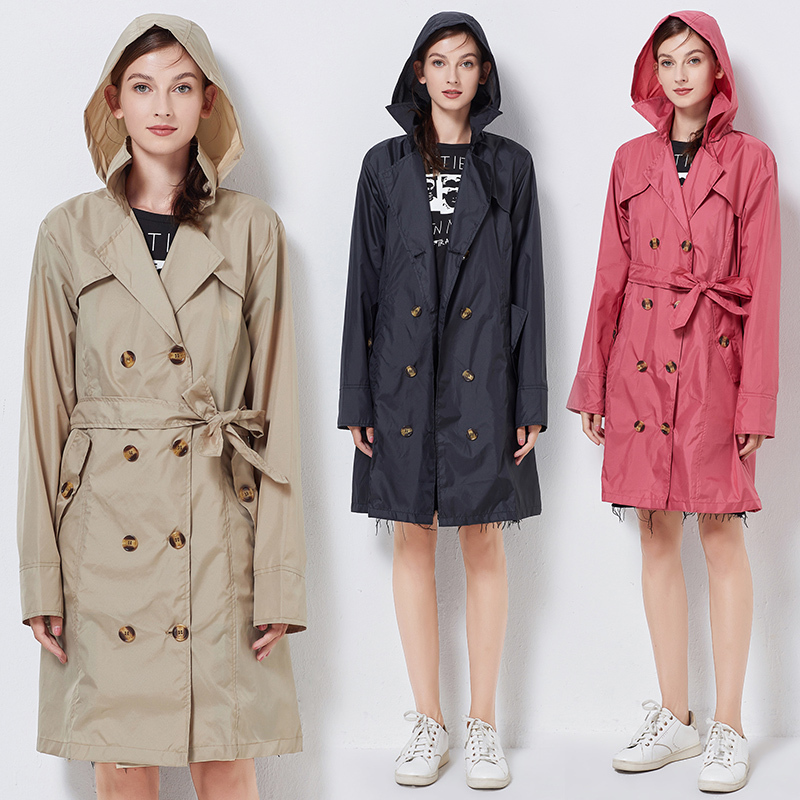 New Stylish Retro Wide Belt Slim Trench Coat Raincoat for Outdoor Walking, Commuting, Travel, Thin Women's Poncho New Stylish Retro Wide Belt Slim Trench Coat Raincoat for Outdoor Walking, Commuting, Travel, Thin Women's Poncho