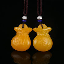 Huanglong Jade Pendant Yunnan Natural Ice Seed Hetian Jade Mens and Womens Money Bag Blessing Bag Pendant Lucky Sweater Chain