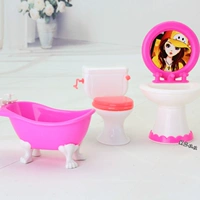 Barbie Dressing Phụ kiện bồn tắm Bồn rửa mặt Flip Cover Nhà vệ sinh Phòng tắm Toàn bộ búp bê cho bé