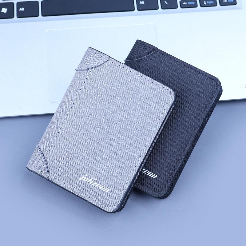Men's Vertical Canvas Wallet Card Holder Integrated Denim Short Wallet Multi-Card Slot Men's Wallet Cross-Border New Model